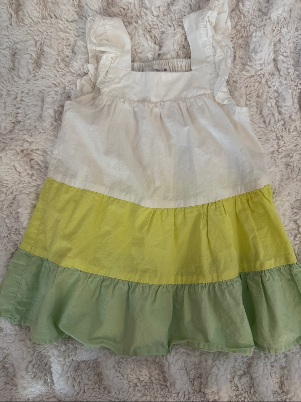Zara Tiered Ruffle Sundress in White, Yellow & Light Green